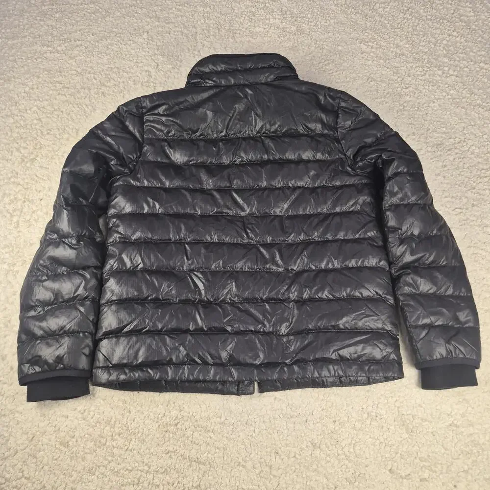 J.Crew Down Puffer Jacket Mens Small Black Lightweight Packable Full Zip Coat